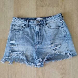Cello Light Blue Distressed Jean Shorts
